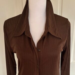 Line and Dot longline Brown Button-Up cardigan dress